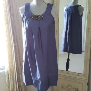 C2 Studio Blue Gem Neckline Date Night Dress